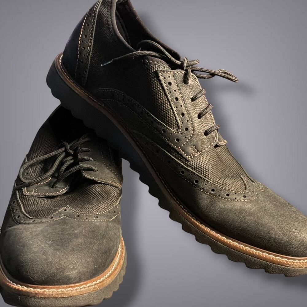 Men's 12 JOHNSTON & MURPHY Duncan Dark Gray Casual Wingtip Oxford Shoes EUC